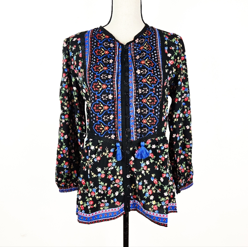🦋LAST🦋 NWT Tulle and Batiste Sharon Boho Blouse, Moonless Black, Medium